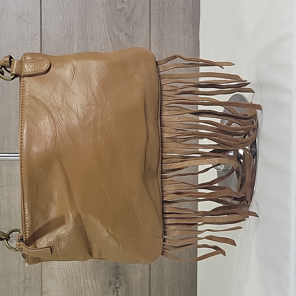 Lucky Brand Small Brown Fringe Leather Crossbody Shoulder Bag - Picture 4 of 12